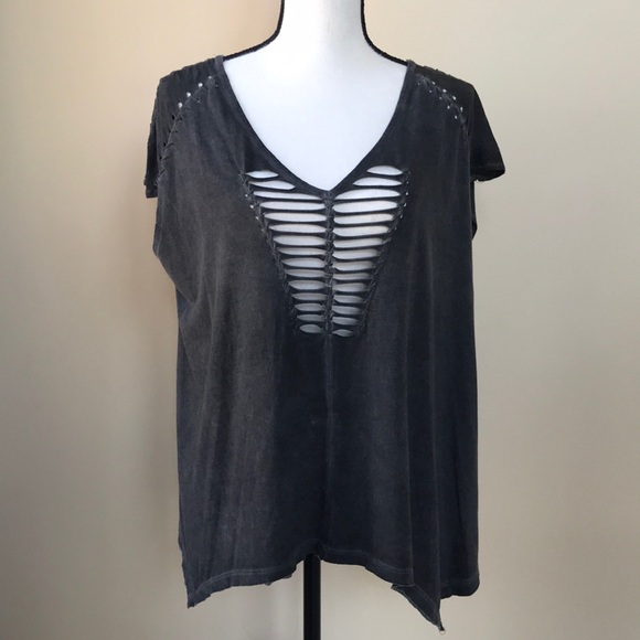 Vintage Havana Distressed Cage Cutout Top - Picture 1 of 5